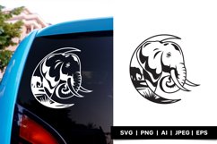Elephant Head with Decorative Crescent Moon Decal SVG Product Image 1