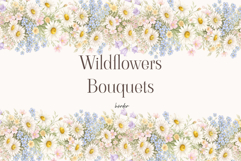 Wildflowers Bouquet Border Watercolor Floral Clipart Product Image 1
