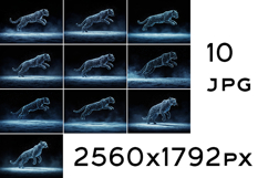 Futuristic Neon Wild Cat in Motion Product Image 2