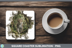 GorgeousWild Cats 3D Hole Square Coaster design.