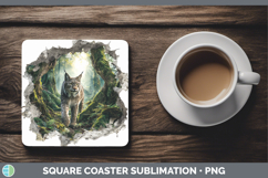 GorgeousWild Cats 3D Hole Square Coaster design.