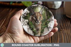 GorgeousWild Cats 3D Hole Round Coaster design.