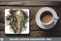 GorgeousWild Cats 3D Hole Square Coaster design.