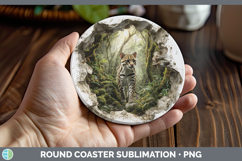 GorgeousWild Cats 3D Hole Round Coaster design.