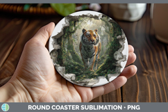 GorgeousWild Cats 3D Hole Round Coaster design.