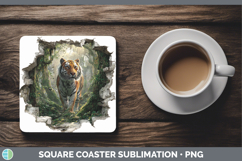 GorgeousWild Cats 3D Hole Square Coaster design.