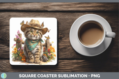 GorgeousWild Cats Bandana Summer Square Coaster design.