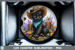 GorgeousWild Cats Bandana Summer Car Coaster design.