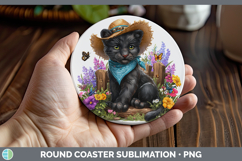 GorgeousWild Cats Bandana Summer Round Coaster design.