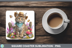 GorgeousWild Cats Bandana Summer Square Coaster design.