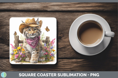 GorgeousWild Cats Bandana Summer Square Coaster design.