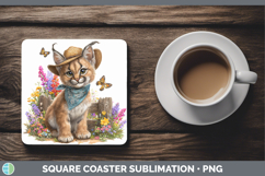 GorgeousWild Cats Bandana Summer Square Coaster design.