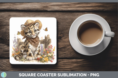 GorgeousWild Cats Bandana Summer Square Coaster design.