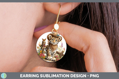 GorgeousWild Cats Bandana Summer Round Earrings design.