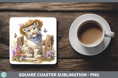 GorgeousWild Cats Bandana Summer Square Coaster design.