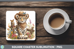 GorgeousWild Cats Bandana Summer Square Coaster design.