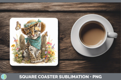 GorgeousWild Cats Bandana Summer Square Coaster design.
