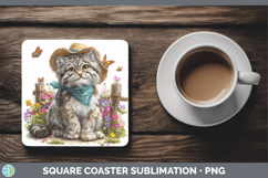 GorgeousWild Cats Bandana Summer Square Coaster design.