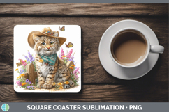 GorgeousWild Cats Bandana Summer Square Coaster design.