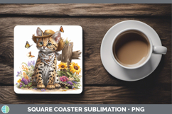 GorgeousWild Cats Bandana Summer Square Coaster design.