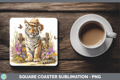 GorgeousWild Cats Bandana Summer Square Coaster design.