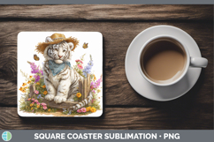 GorgeousWild Cats Bandana Summer Square Coaster design.