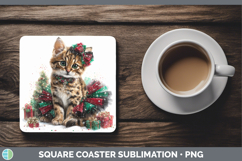 GorgeousWild Cats Cute Christmas Square Coaster design.