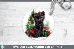 GorgeousWild Cats Cute Christmas Keychain design.