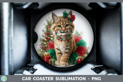 GorgeousWild Cats Cute Christmas Car Coaster design.