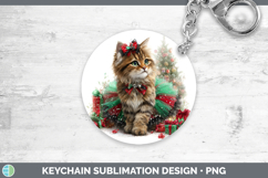 GorgeousWild Cats Cute Christmas Keychain design.