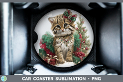 GorgeousWild Cats Cute Christmas Car Coaster design.
