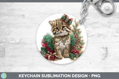 GorgeousWild Cats Cute Christmas Keychain design.
