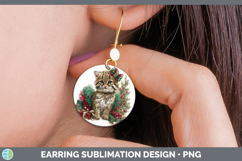 GorgeousWild Cats Cute Christmas Round Earrings design.