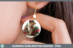 GorgeousWild Cats Cute Christmas Round Earrings design.