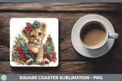 GorgeousWild Cats Cute Christmas Square Coaster design.