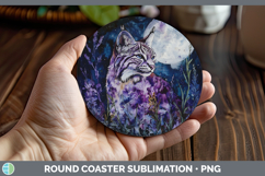 GorgeousWild Cats Galaxy Round Coaster design.