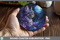 GorgeousWild Cats Galaxy Round Coaster design.