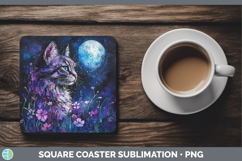 GorgeousWild Cats Galaxy Square Coaster design.