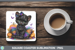 GorgeousWild Cats Halloween Square Coaster design.