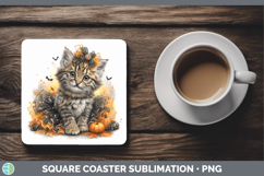 GorgeousWild Cats Halloween Square Coaster design.