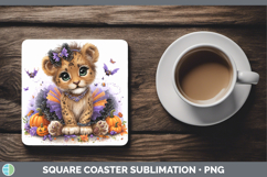 GorgeousWild Cats Halloween Square Coaster design.