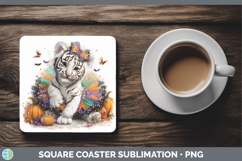 GorgeousWild Cats Halloween Square Coaster design.