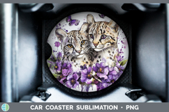 GorgeousWild Cats Purple Drips Car Coaster design.