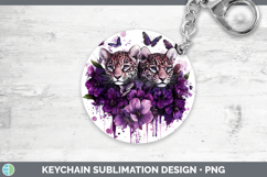 GorgeousWild Cats Purple Drips Keychain design.