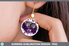 GorgeousWild Cats Purple Drips Round Earrings design.