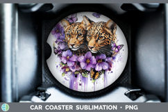 GorgeousWild Cats Purple Drips Car Coaster design.