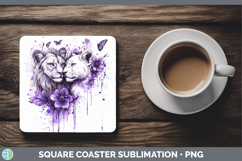 GorgeousWild Cats Purple Drips Square Coaster design.