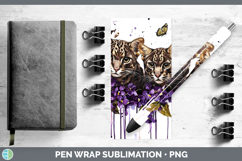 GorgeousWild Cats Purple Drips Pen Wrap design.