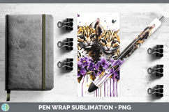 GorgeousWild Cats Purple Drips Pen Wrap design.