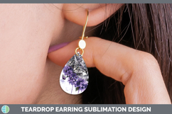 GorgeousWild Cats Purple Drips Teardrop Earrings design.